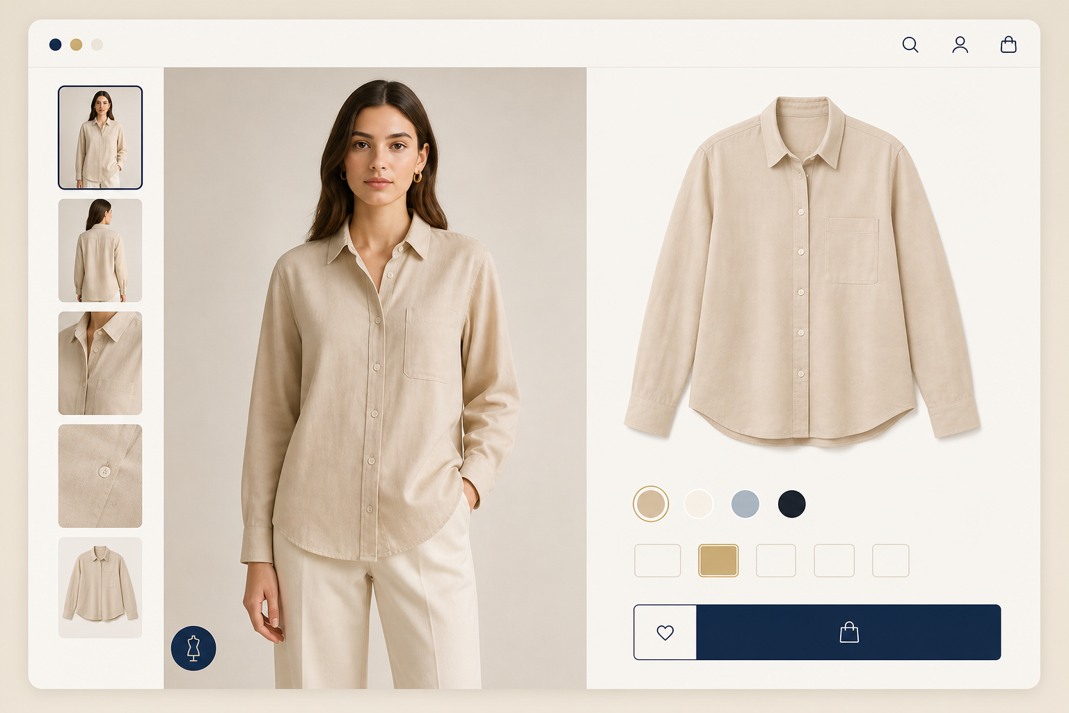 A storefront product page ready for virtual try-on