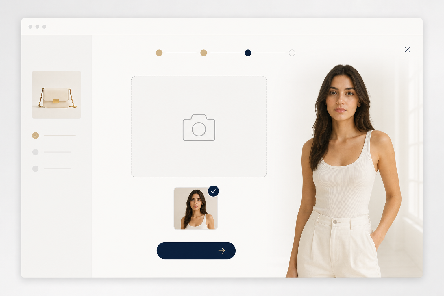 A shopper selecting a garment and adding a photo