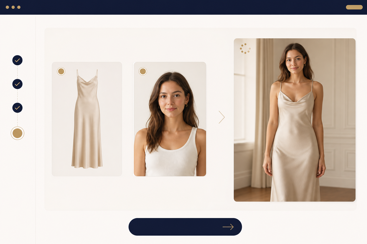 The widget ready to request a virtual try-on